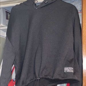 PINK black drawstring pullover sweatshirt